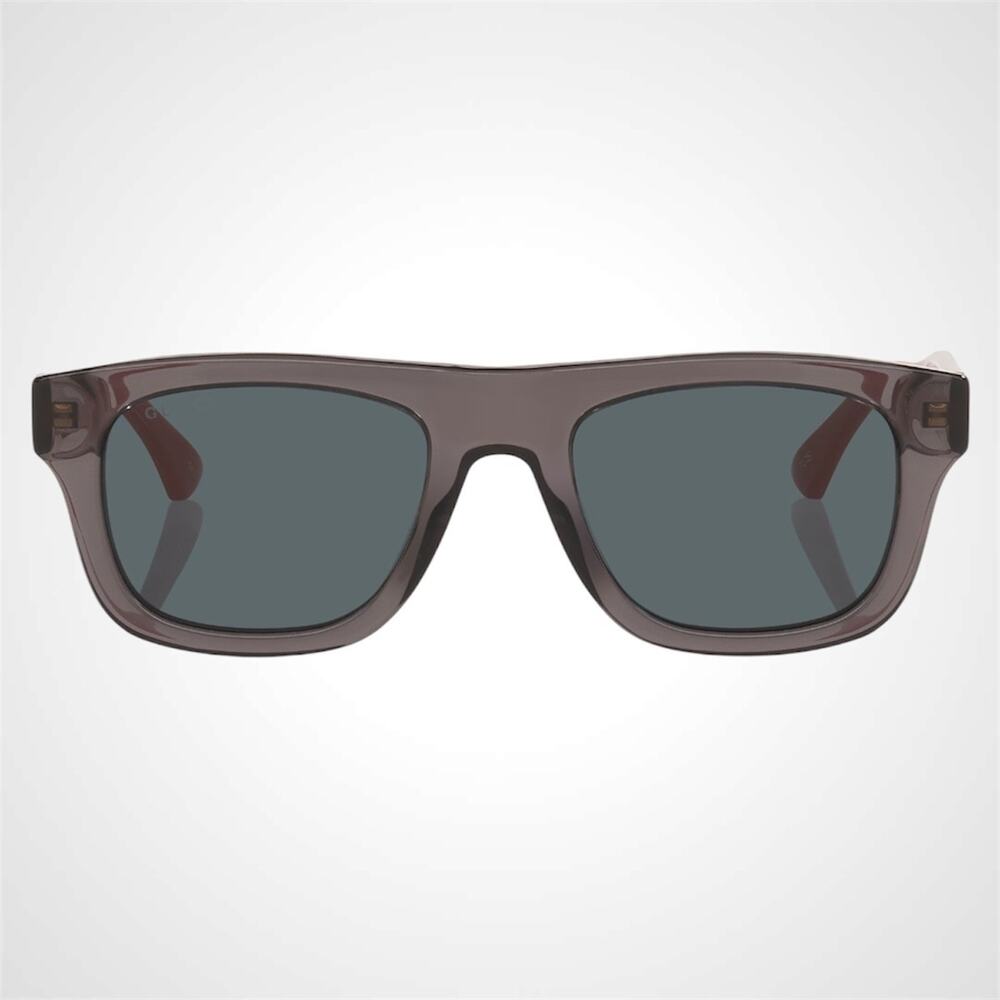 New GUCCI Sunglasses Mens 52mm Grey Square Rectangle Aviator Red Blue Web Arm - Picture 2 of 6